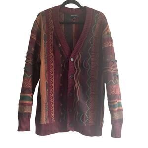 Cotton On Vintage-Inspired 3D Knit Cardigan Sweater Men’s M Coogi Style EUC